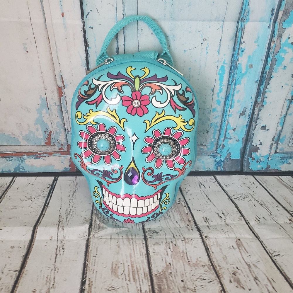 Sugar Skull Backpack, Teal